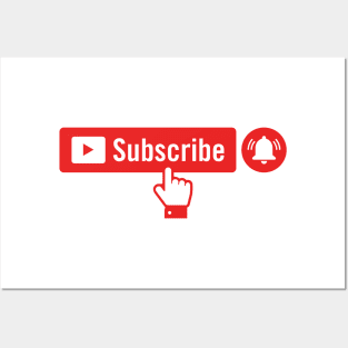 Red Subscribe Button with Notification Bell and Hand Posters and Art